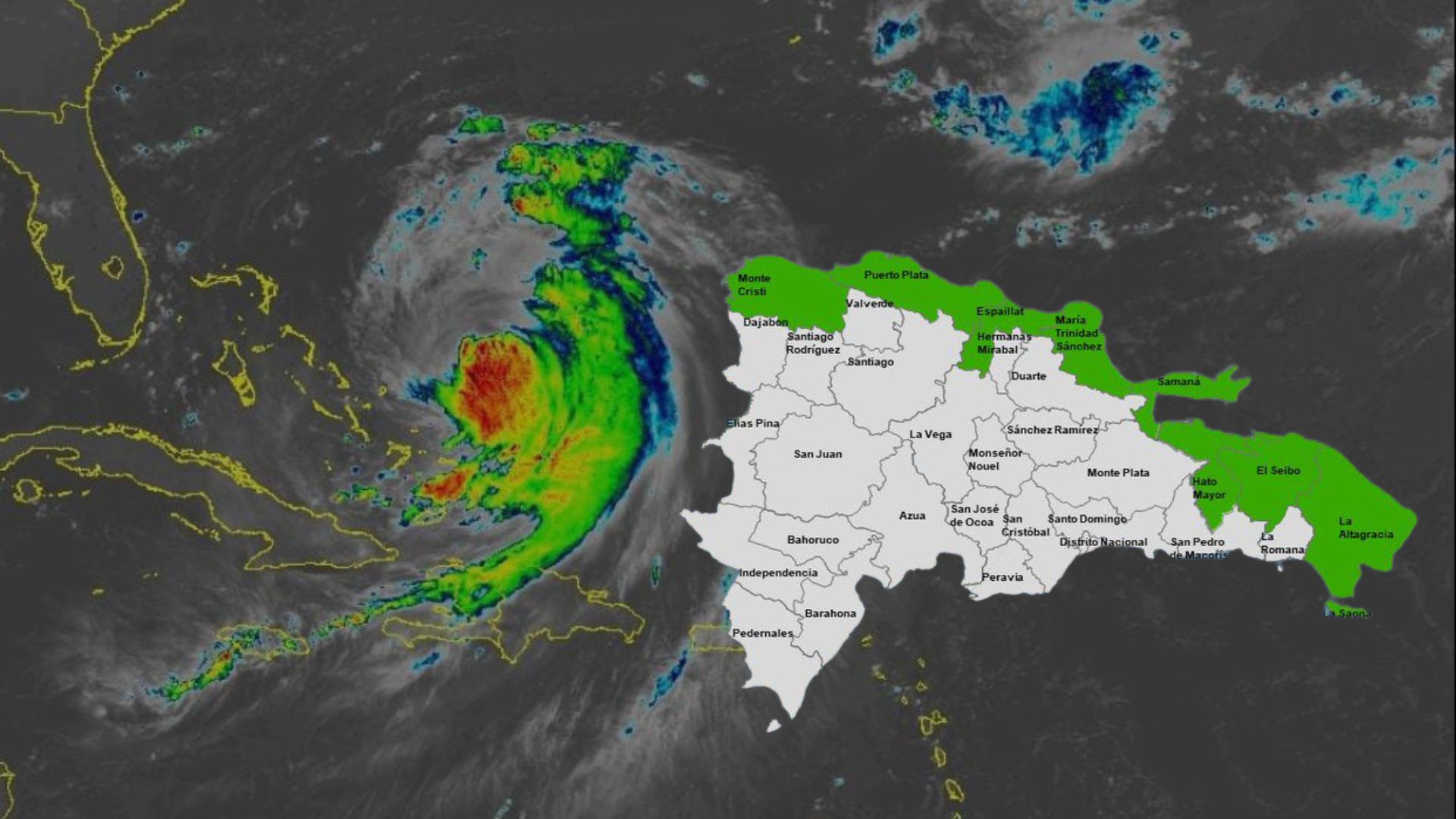 COE mantiene ocho provincias en alerta verde por efectos del huracán Erin
