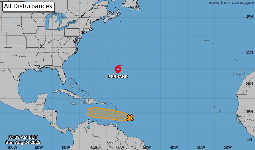 Tormenta tropical Fernand se forma en el océano Atlántico