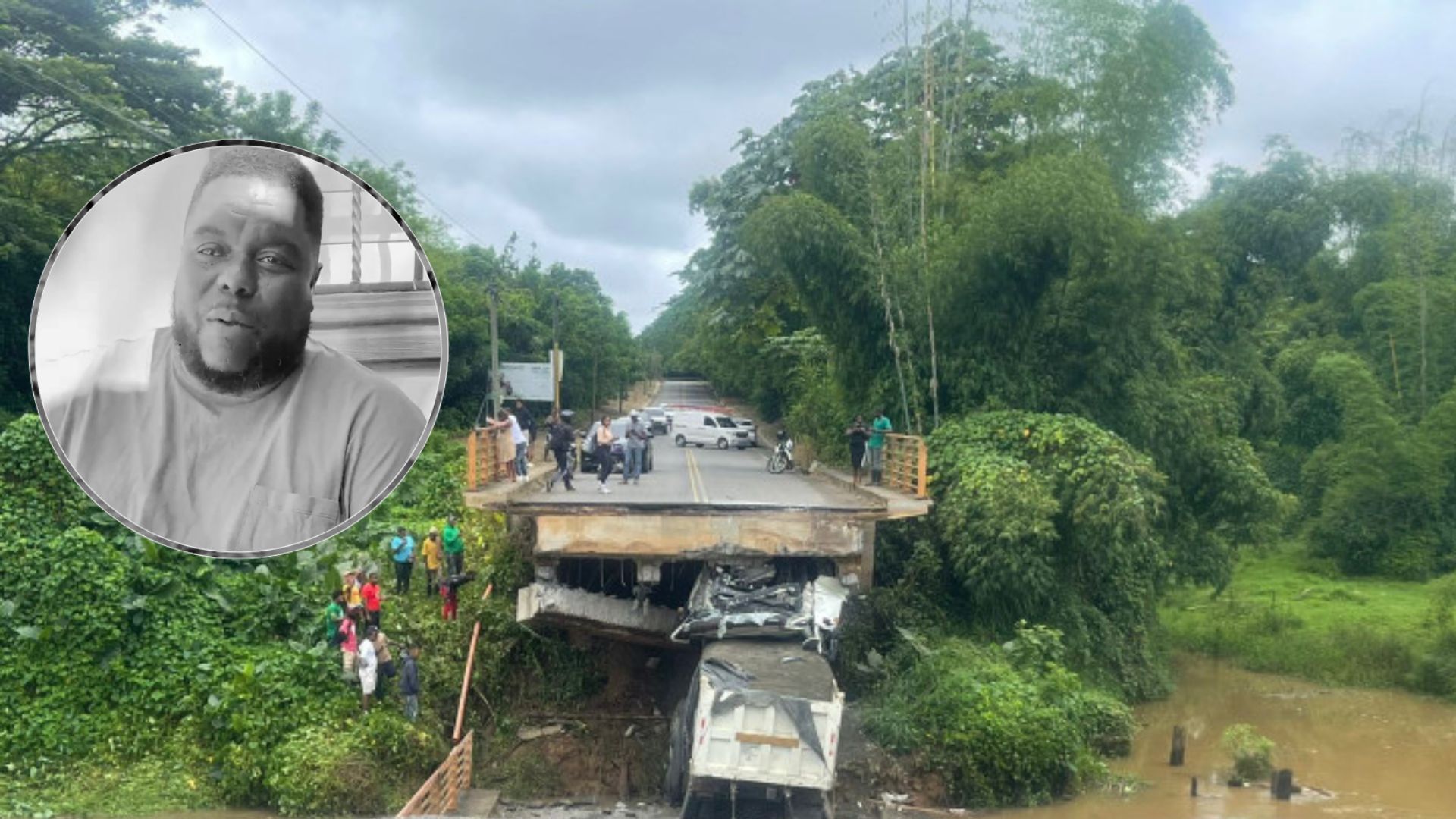 Colapsa puente en Don Juan, Monte Plata; muere conductor de camión que cayó al río