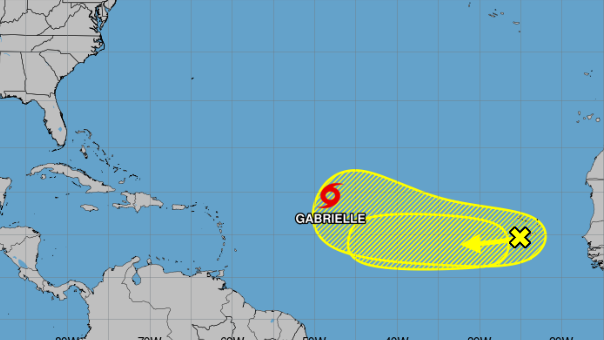 Tormenta tropical Gabrielle avanza con vientos de hasta 80 kilómetros por hora