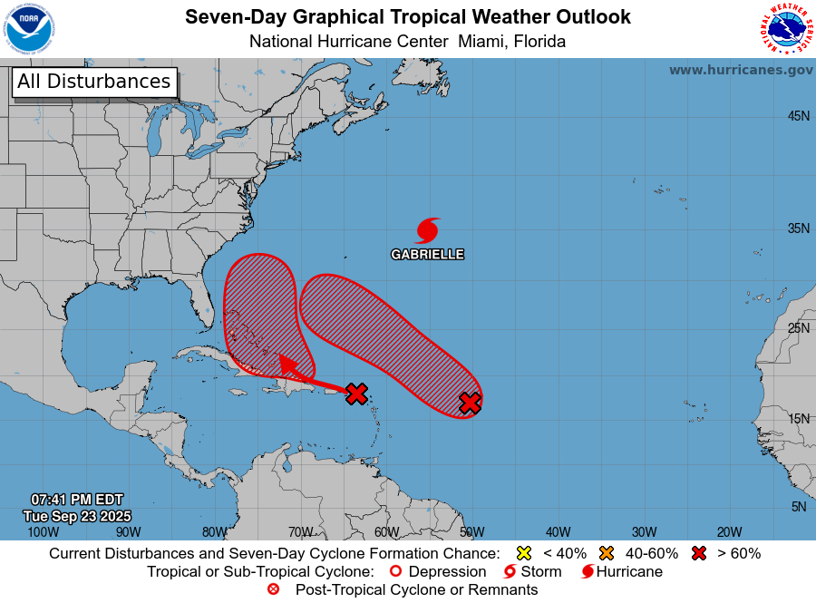 Fuertes lluvias amenazan a RD por ondas tropicales con potencial de convertirse en ciclones esta semana