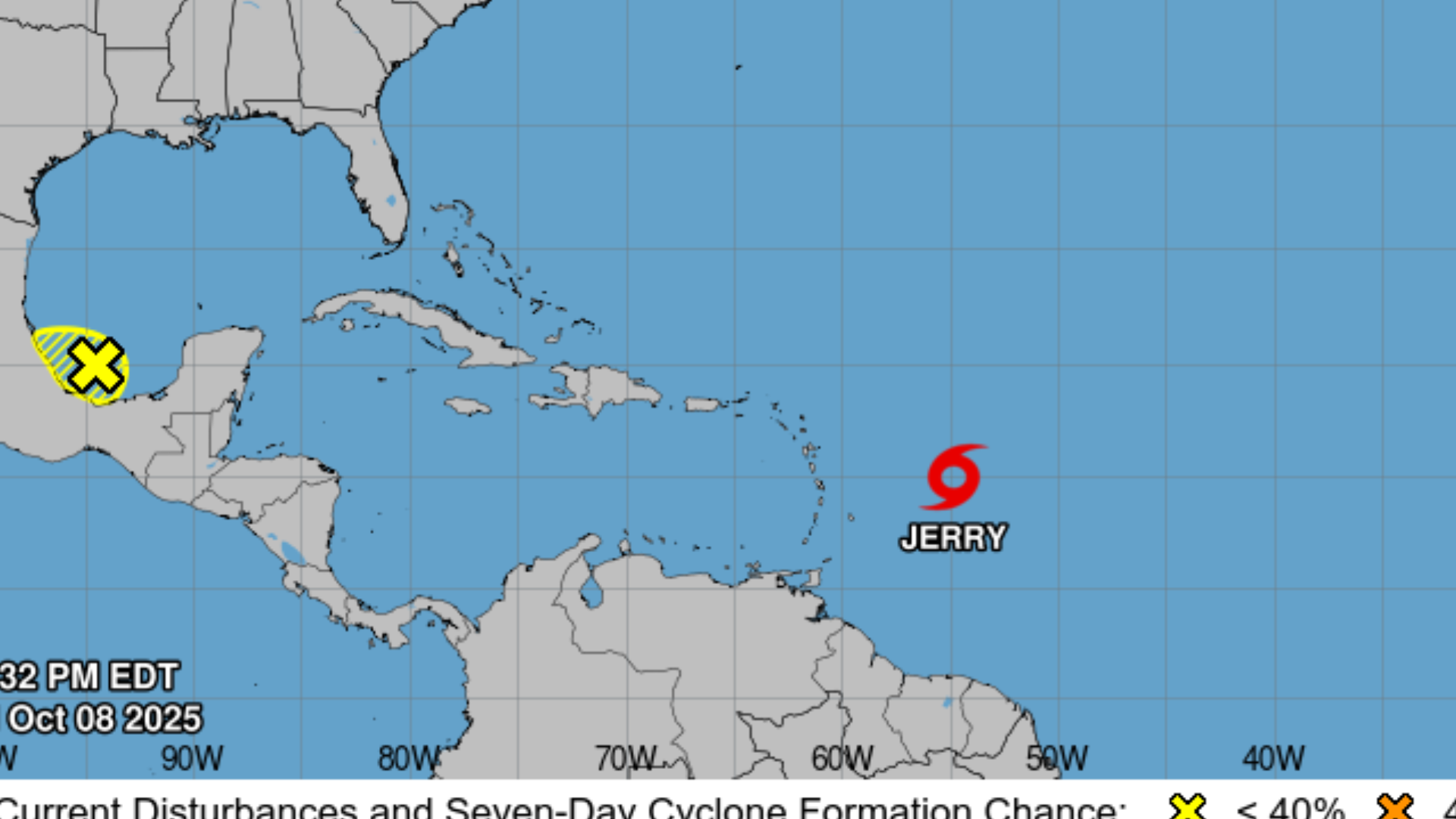 Jerry sigue avanzando con fuerza y podría convertirse en huracán este fin de semana