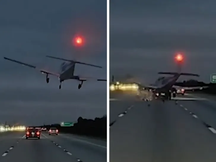Avioneta cae sobre un vehículo durante aterrizaje de emergencia en una autopista