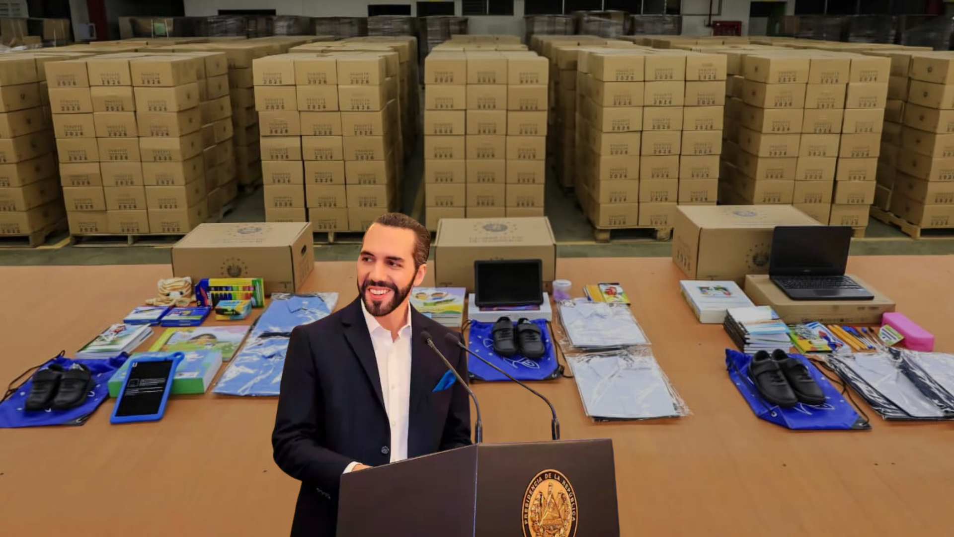 Uniformes, laptops y tabletas: los kits escolares de El Salvador se vuelven virales en redes