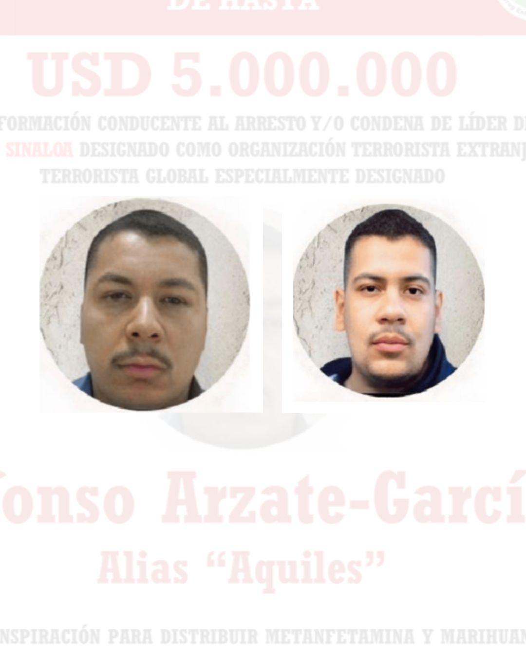 Estados Unidos ofrece recompensas millonarias por captura de líderes del Cártel de Sinaloa