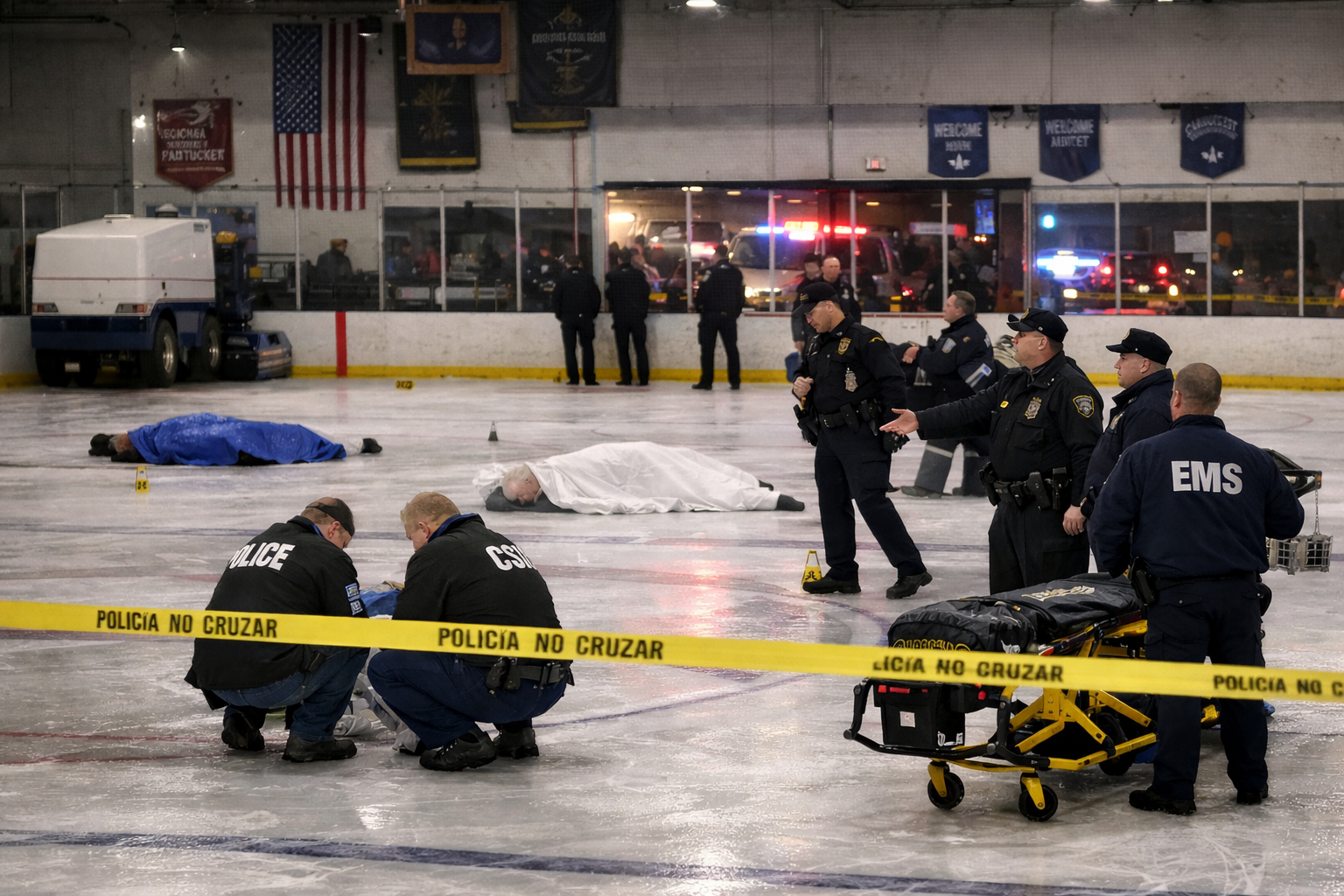 Confirman tres muertos, incluido el atacante, en tiroteo en pista de hockey en Pawtucket