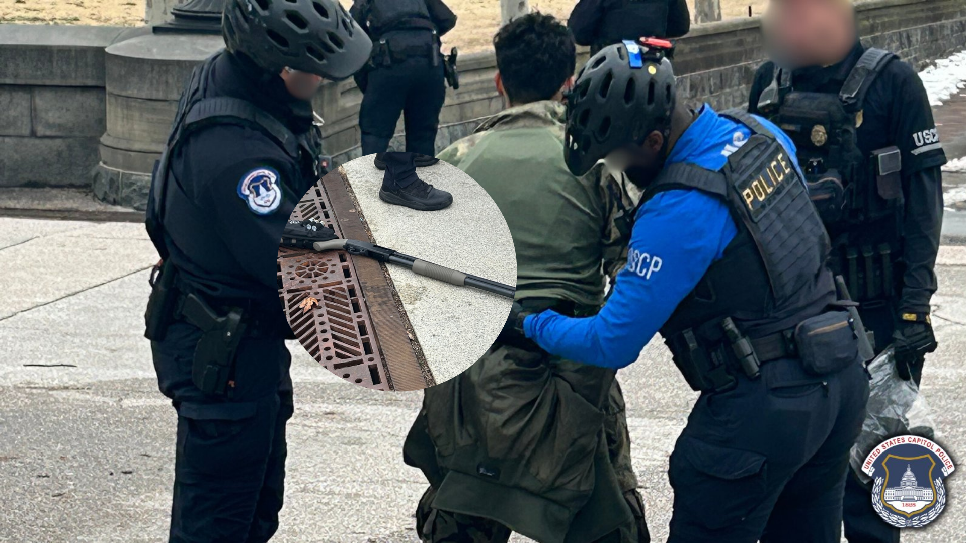 Hombre corre hacia el Capitolio con una escopeta cargada en Estados Unidos