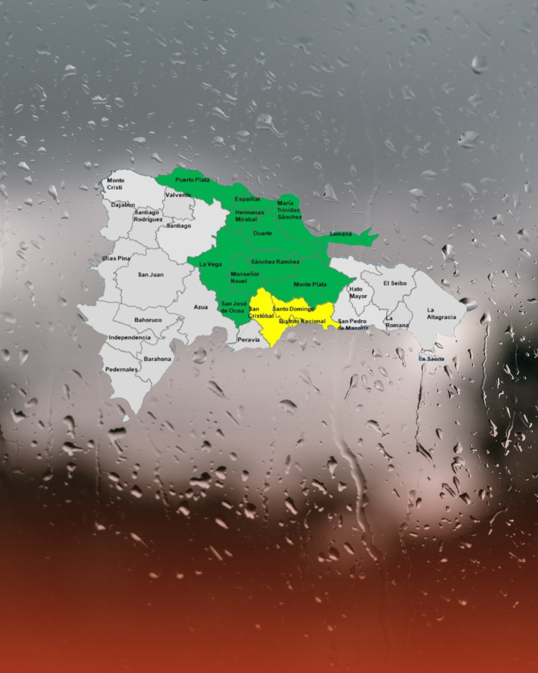 El COE coloca dos provincias y el Distrito Nacional en alerta amarilla y amplía a 11 las provincias en alerta verde