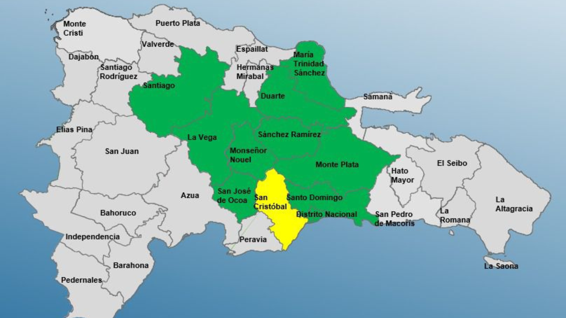 COE mantiene una demarcación en alerta amarilla y diez en alerta verde por lluvias