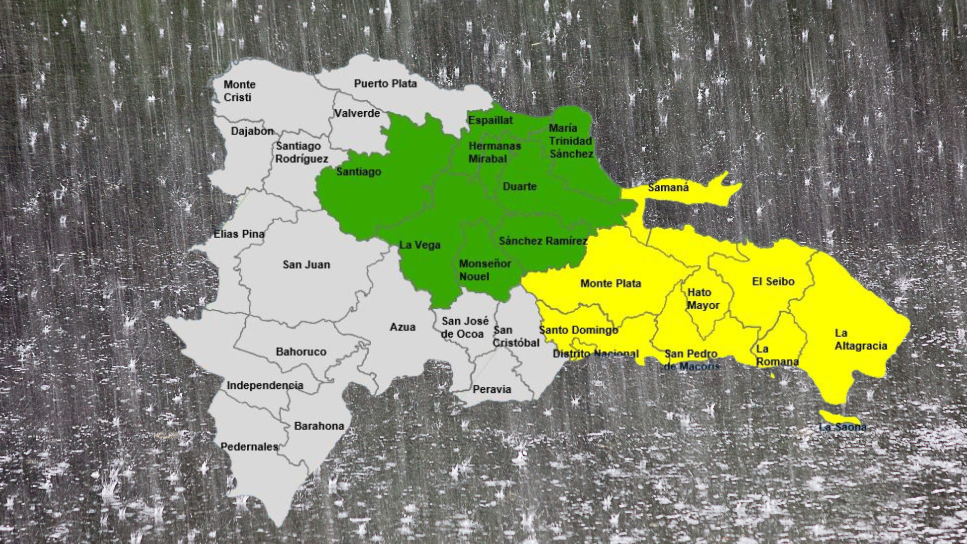 COE coloca 8 provincias y el Distrito Nacional en alerta amarilla y mantiene 8 en verde