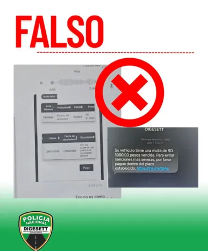 Digesett alerta sobre mensajes fraudulentos que notifican falsas multas de tránsito
