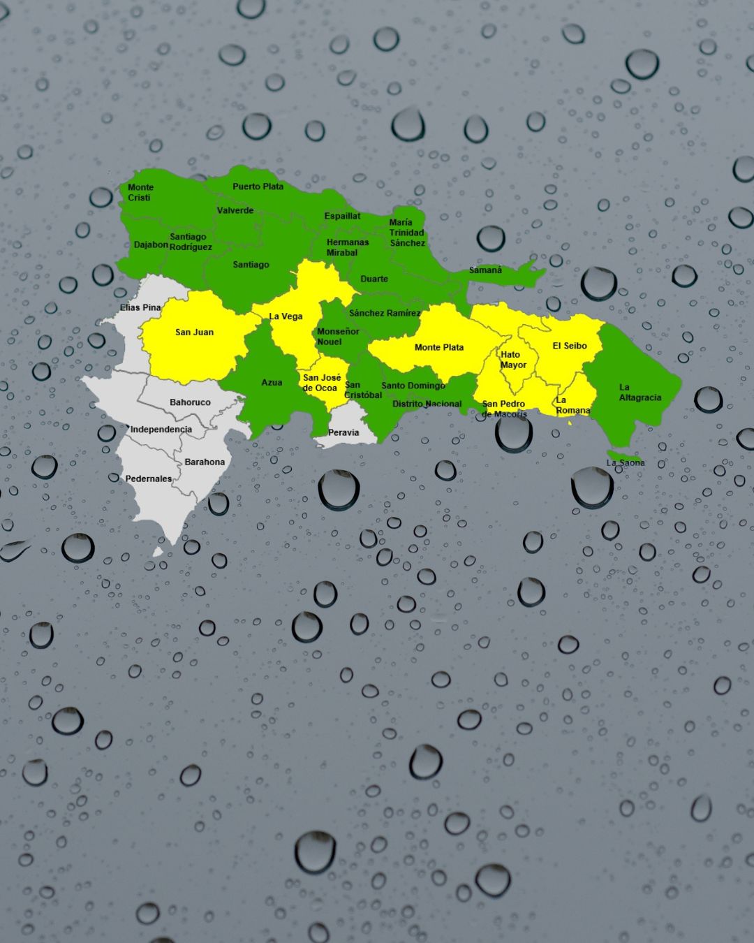 COE eleva a 18 las provincias en verde y baja 8 a amarilla por incidencia de vaguada