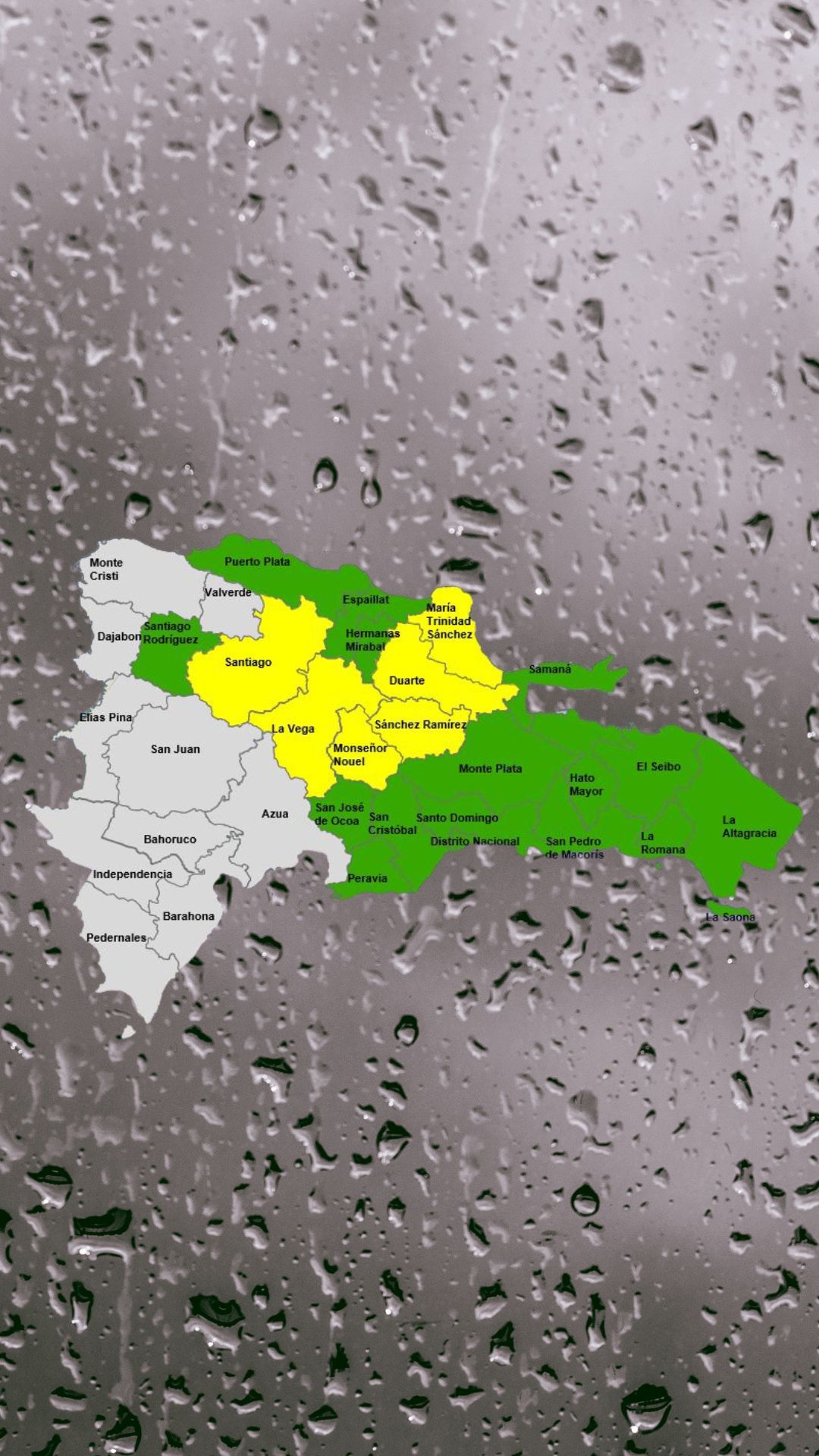 COE mantiene seis provincias en alerta amarilla y 15 junto al Distrito Nacional en verde por lluvias