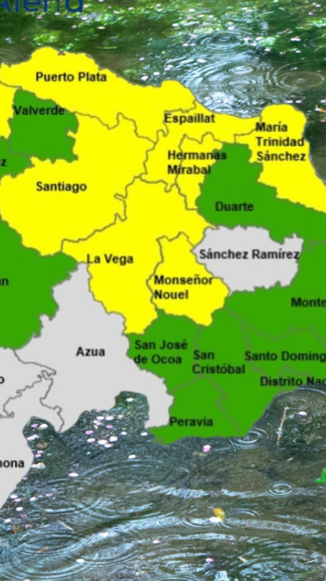 COE coloca 9 provincias en alerta amarilla y 11 junto al DN en verde por efectos de sistema frontal en disipación