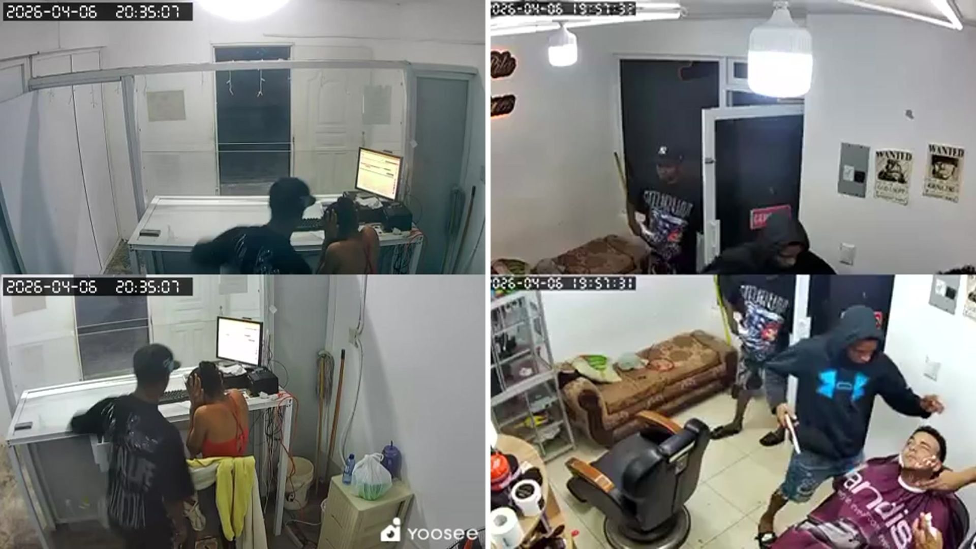 Delincuentes armados asaltan barbería y banca en Cotuí; hechos quedan grabados