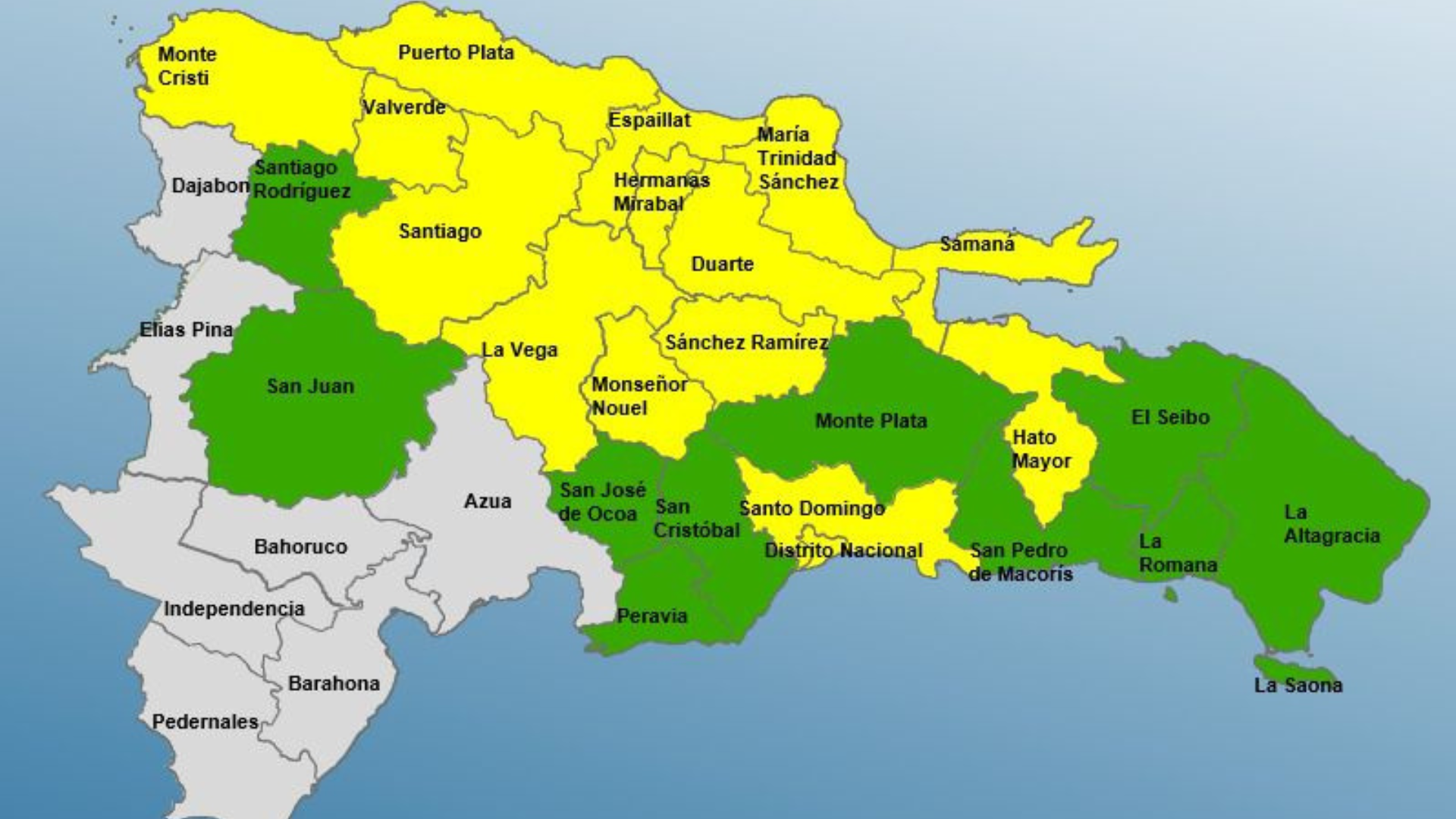 COE eleva a 15 las provincias en alerta amarilla por lluvias