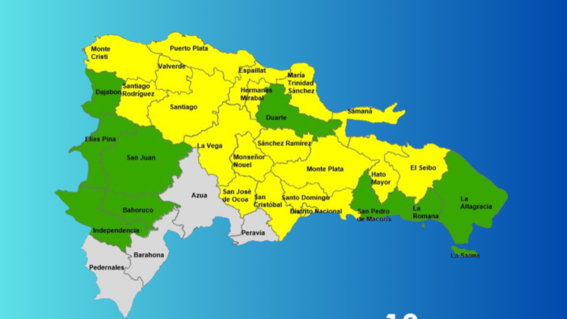 COE mantiene 18 provincias y el Distrito Nacional en alerta amarilla por lluvias