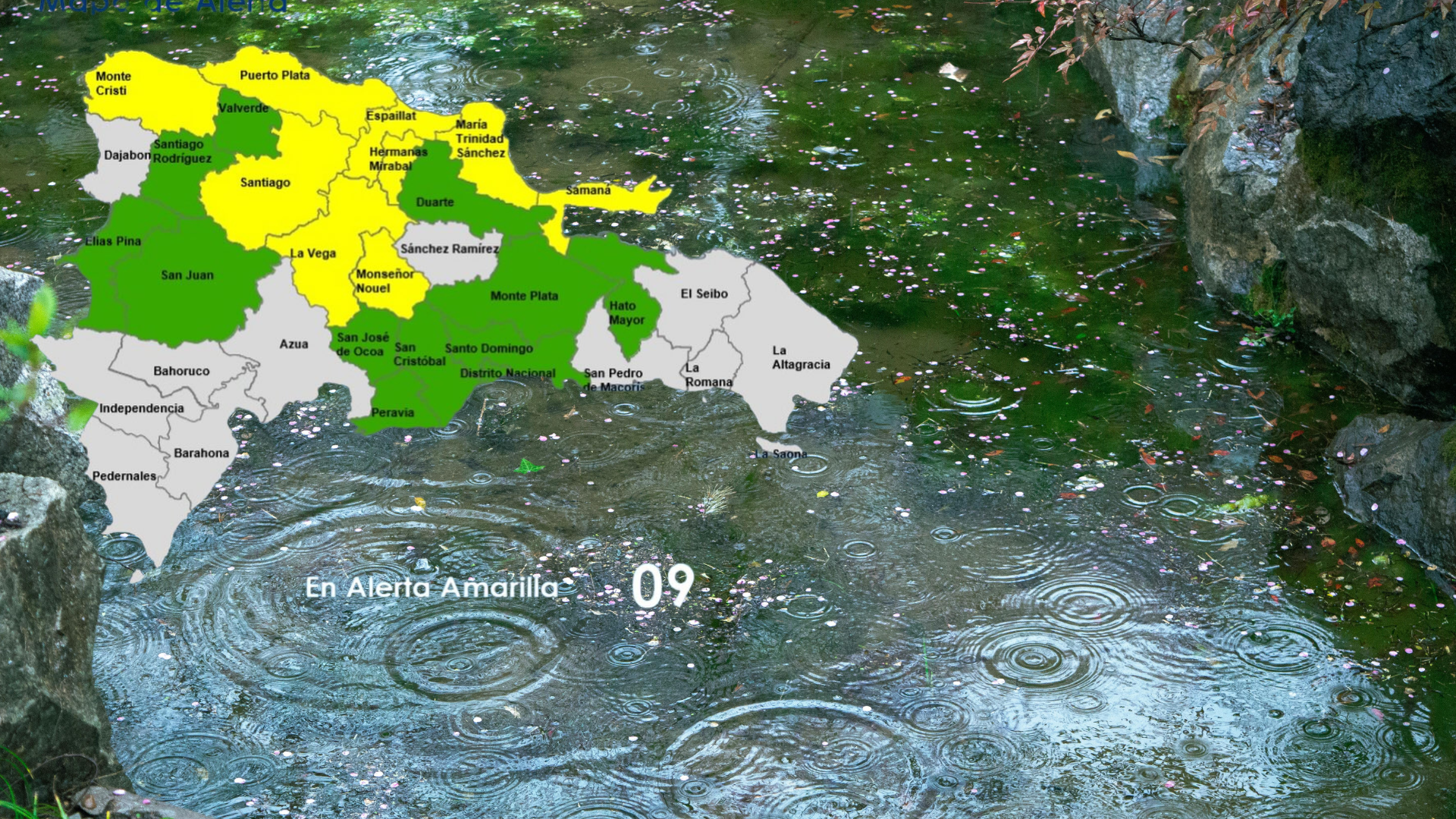 COE coloca 9 provincias en alerta amarilla y 11 junto al DN en verde por efectos de sistema frontal en disipación