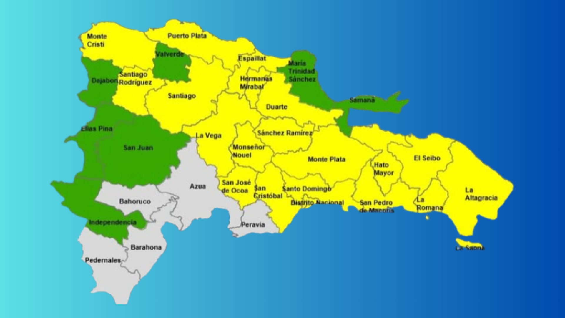 COE eleva a 19 provincias y el Distrito Nacional en alerta amarilla por condiciones meteorológicas