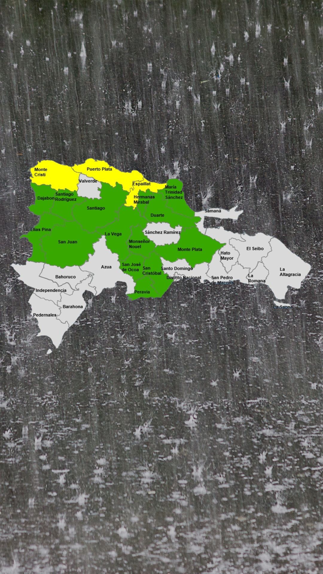 COE eleva a 3 provincias en alerta amarilla y 14 en verde debido a incidencia de una vaguada en el país