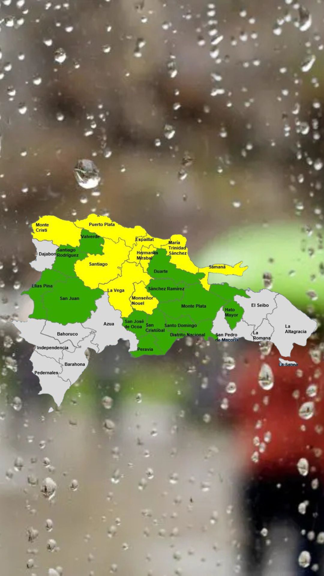 COE mantiene 9 provincias en alerta amarilla y 13 en verde por incidencia de una vaguada