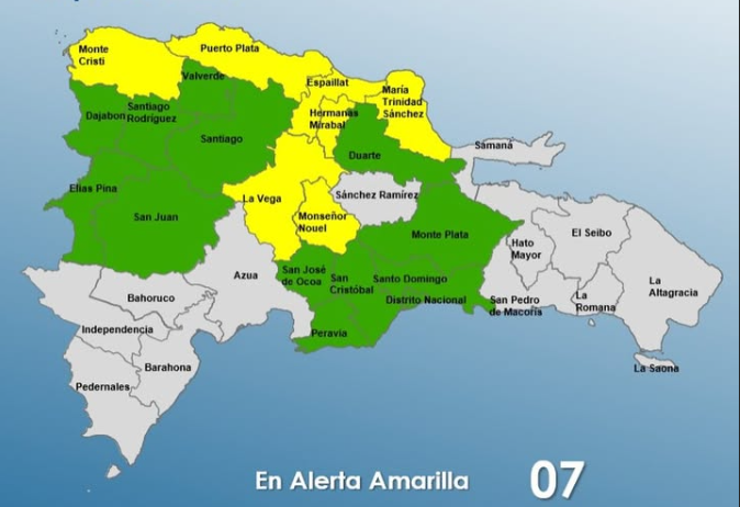 COE eleva a siete las provincias en alerta amarilla por incidencia de vaguada
