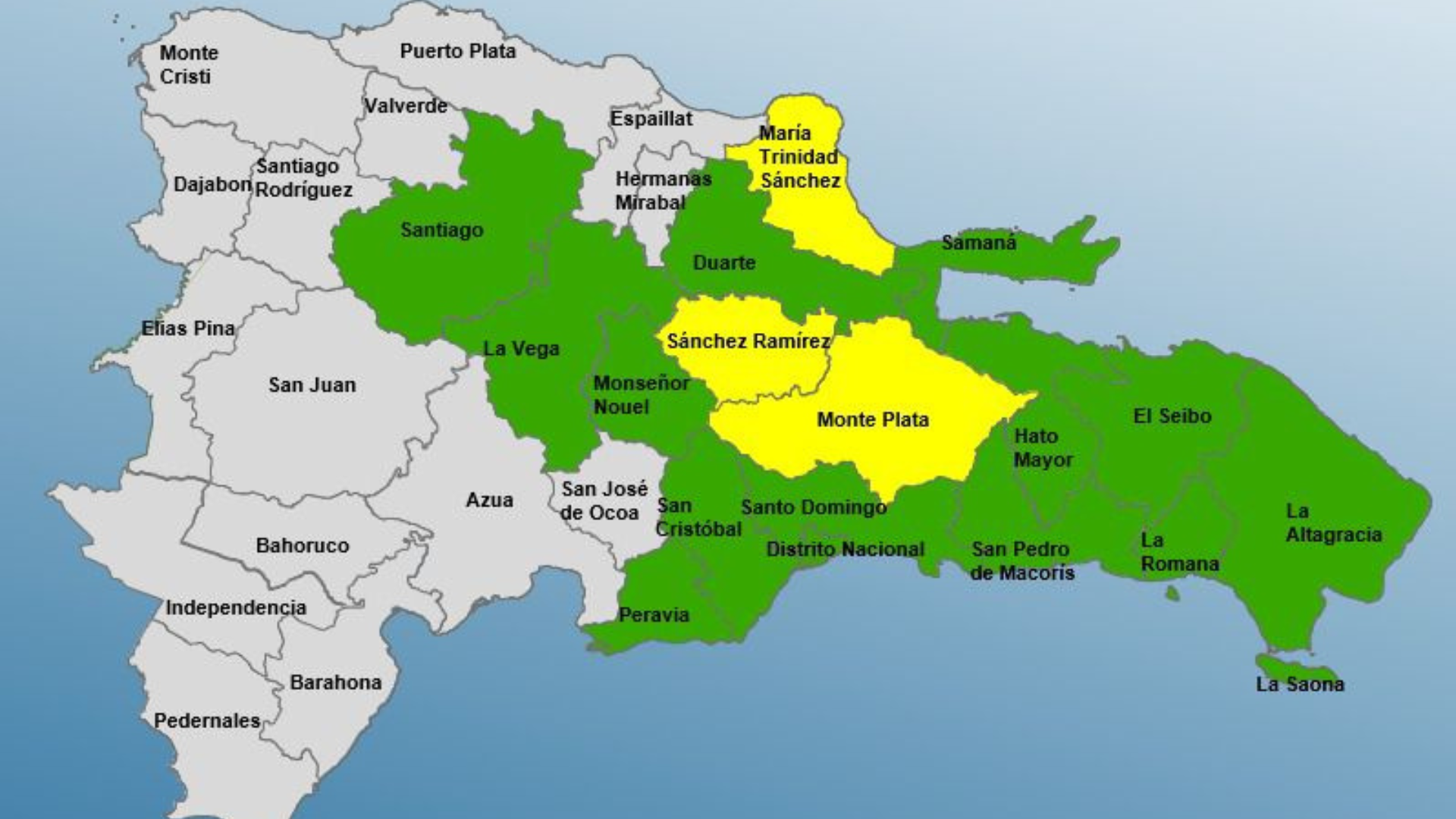 COE mantiene tres provincias en alerta amarilla y 14 en verde por vaguada
