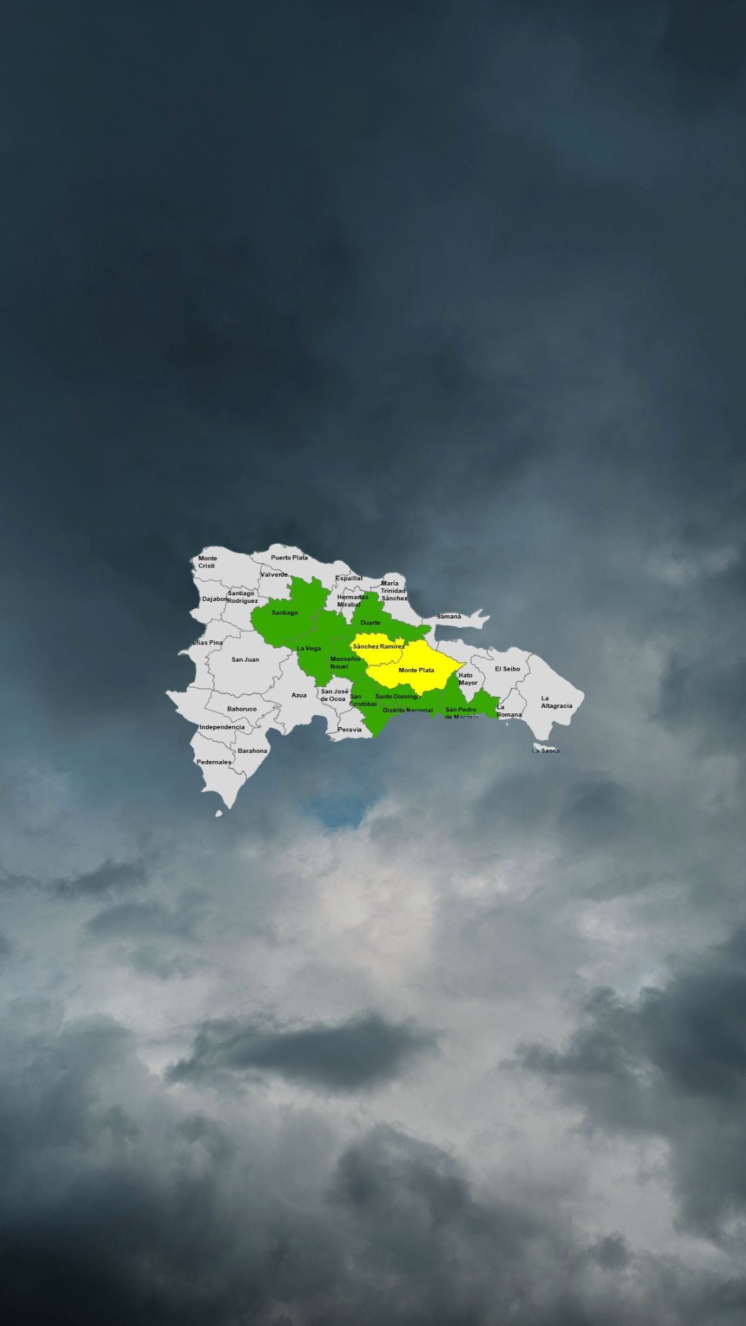 2 provincias en alerta amarilla y 8 en verde por incidencia de vaguada en el país