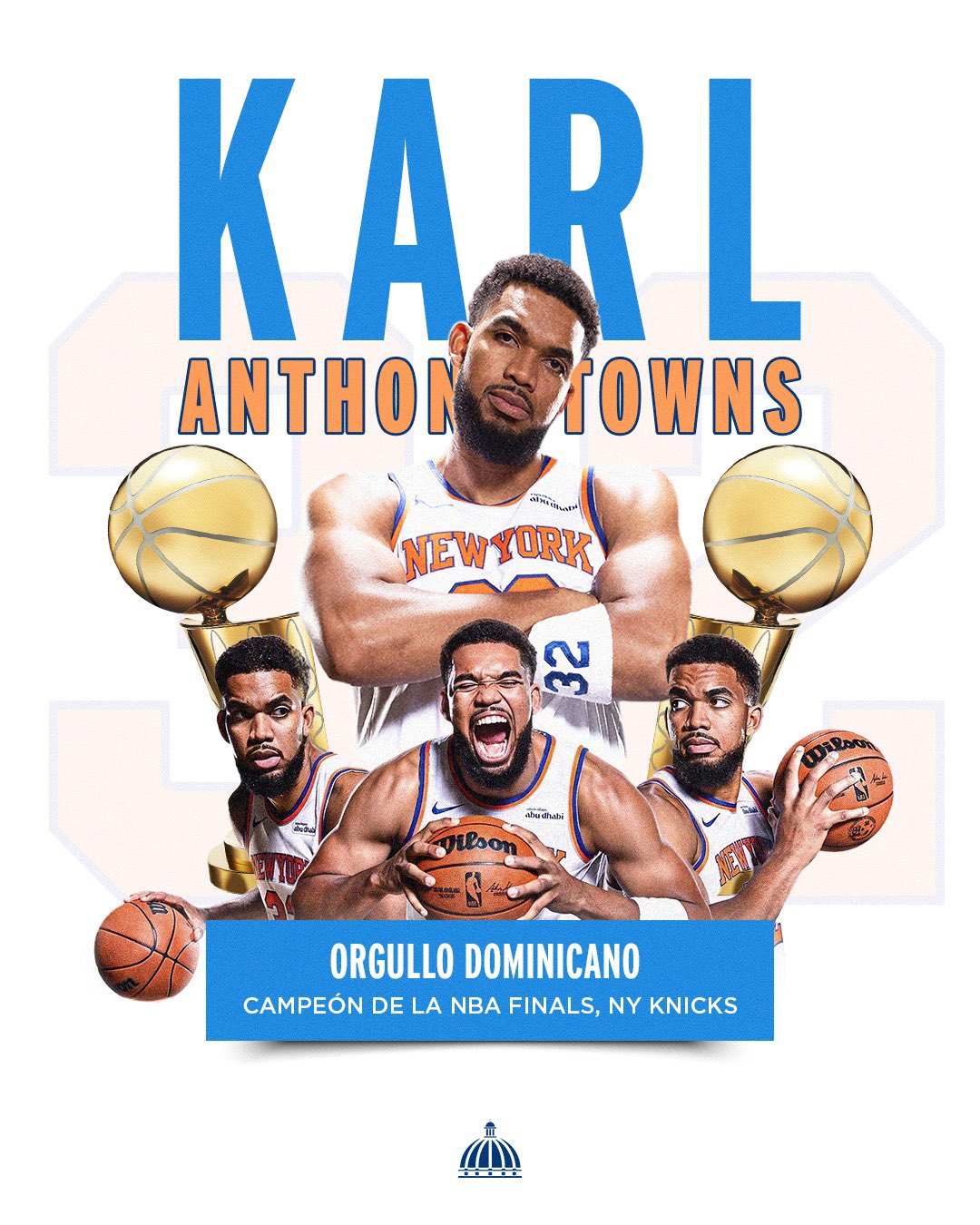 Abinader destaca logro de Karl-Anthony Towns tras título de los Knicks en la NBA