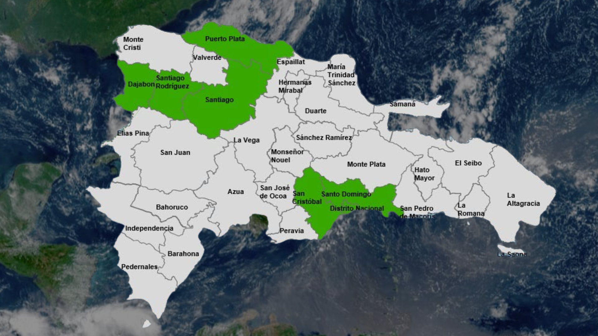 COE amplía alerta verde a seis provincias y el Distrito Nacional por condiciones atmosféricas inestables