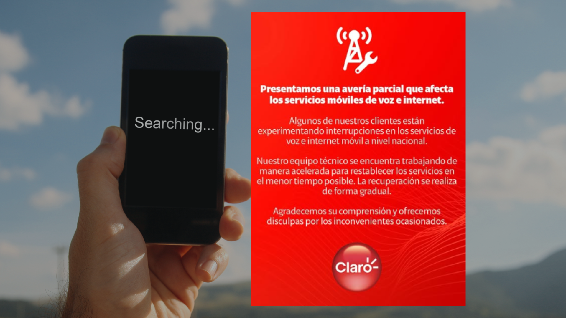 Claro informa avería parcial que afecta servicios de voz e internet a nivel nacional