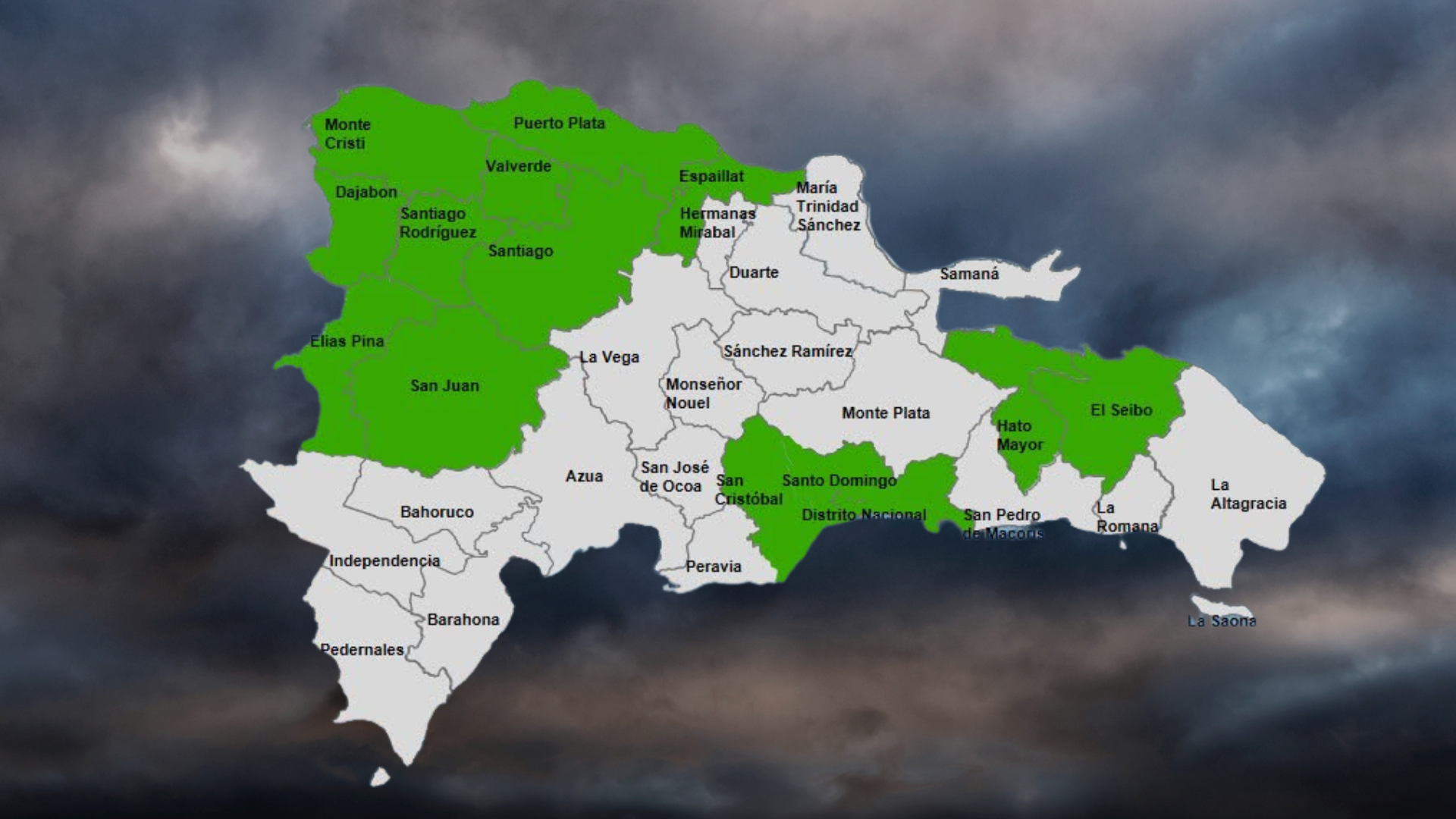 COE mantiene en alerta verde 13 provincias y el Distrito Nacional por lluvias