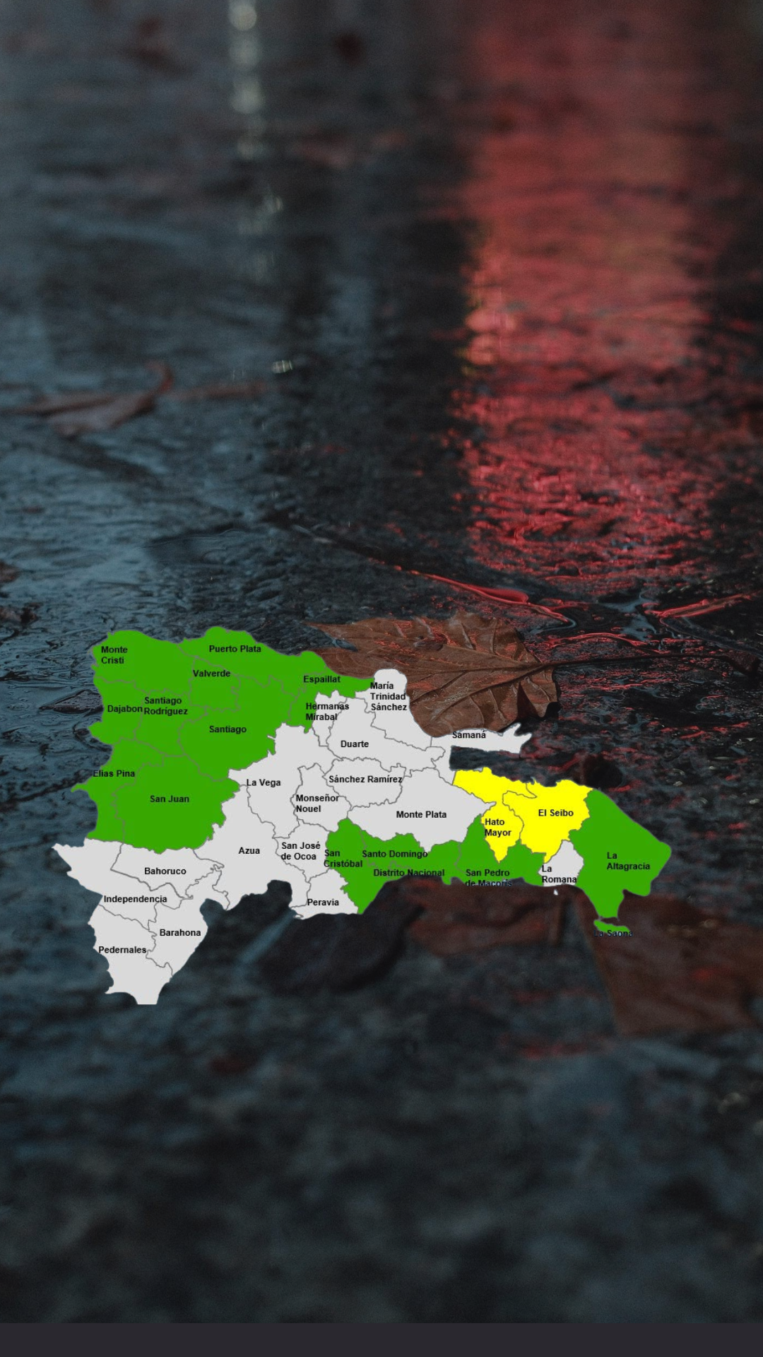 COE coloca dos provincias en alerta amarilla y mantiene 13 y el Distrito Nacional en alerta verde
