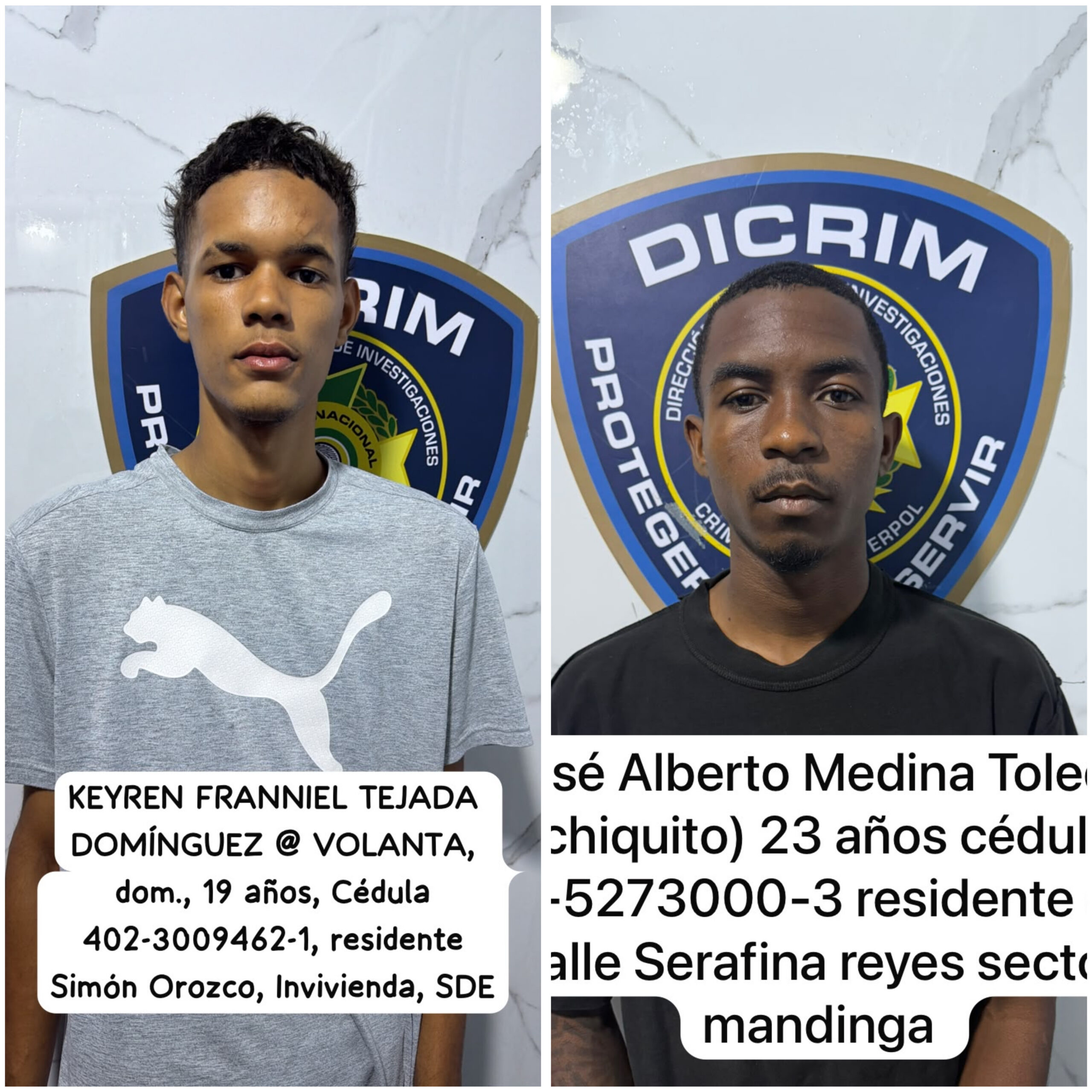 DICRIM captura dos presuntos integrantes de banda vinculada a múltiples robos y asaltos en SDE
