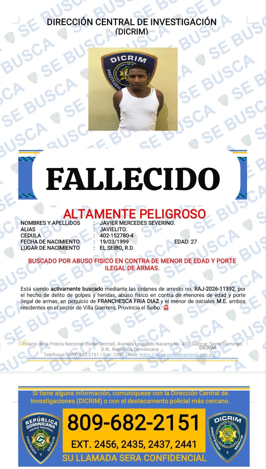 Muere «Javielito» durante intercambio con la Policía