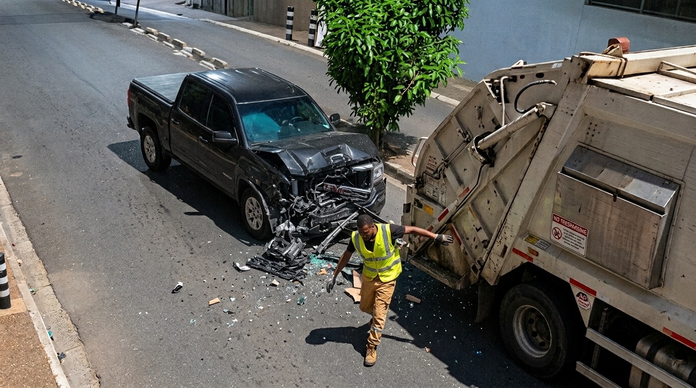 Brasil: ¡Vivo de milagro! Trabajador de aseo urbano sobrevive por segundos a accidente