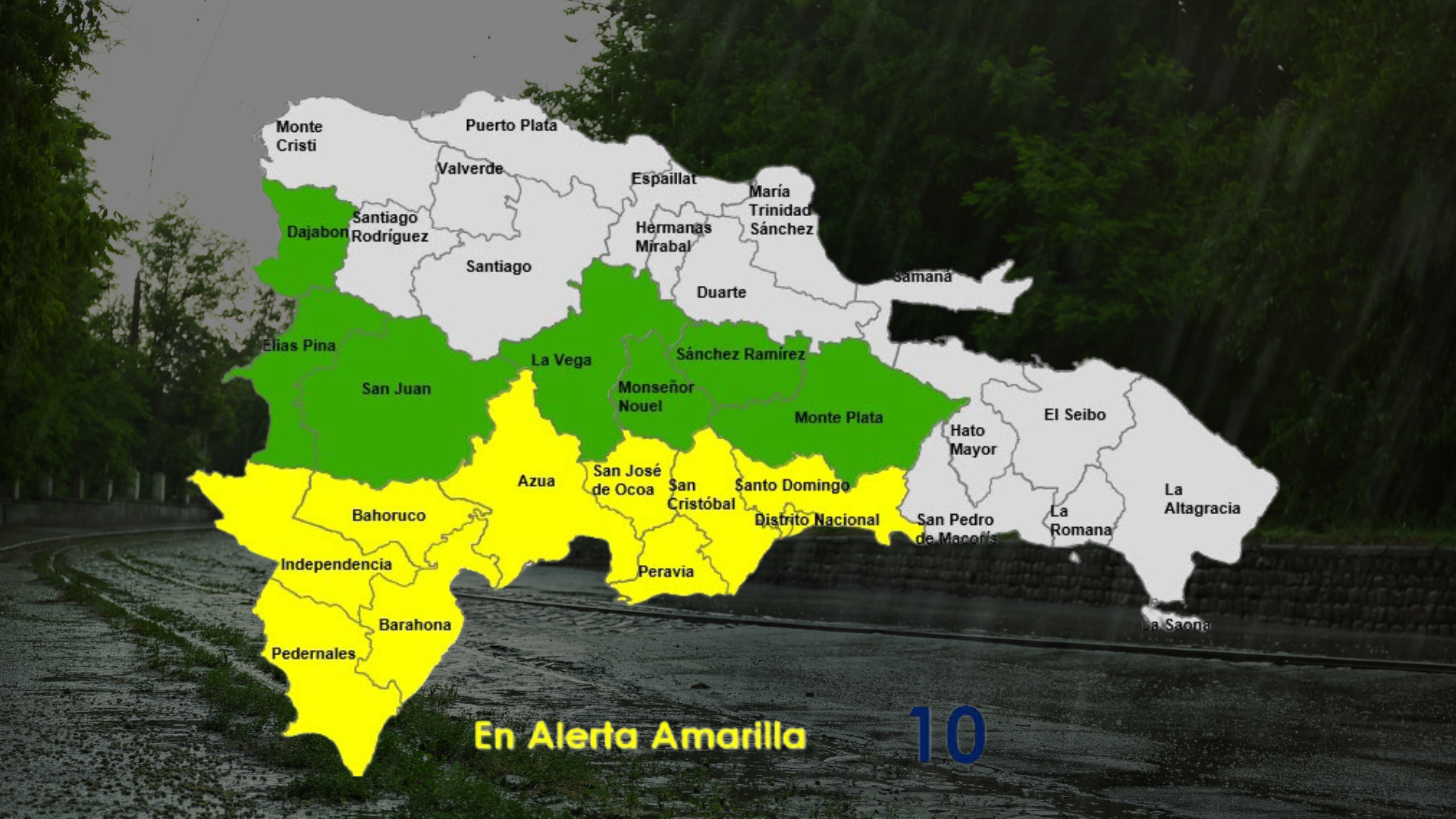 COE mantiene 10 demarcaciones en alerta amarilla y amplía a siete provincias la alerta verde